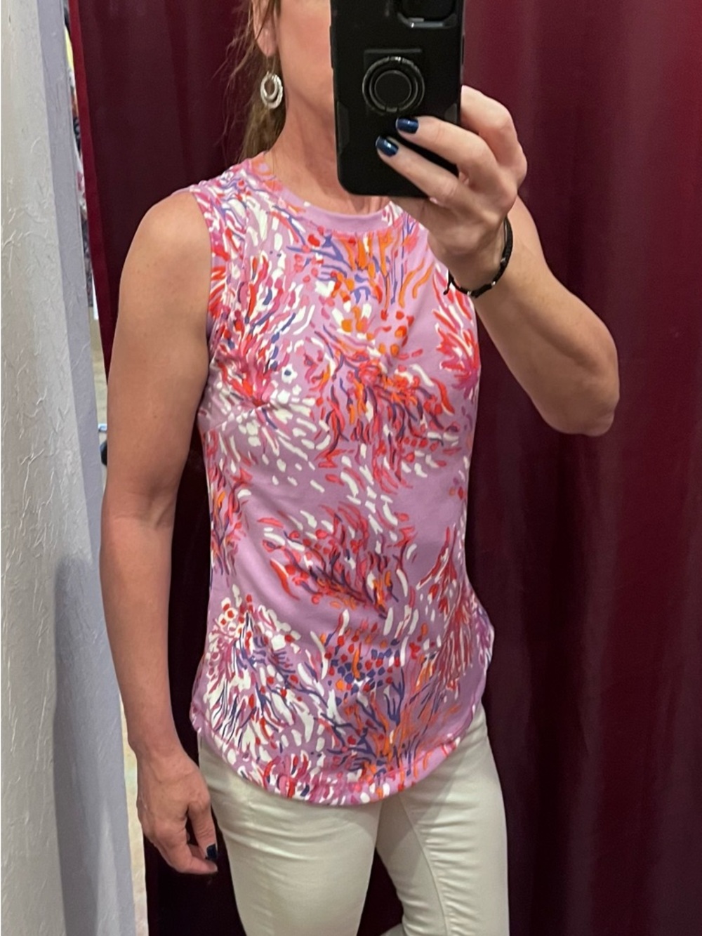 Belle by Kim Gravel Pink Multicolor Abstract Tank